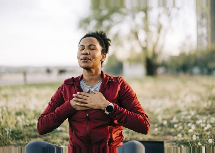 woman practicing mindfulness.